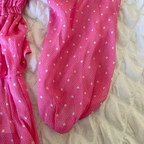 Loveshakfancy pink popover ruffle polka dot mini dress - Picture 8 of 13